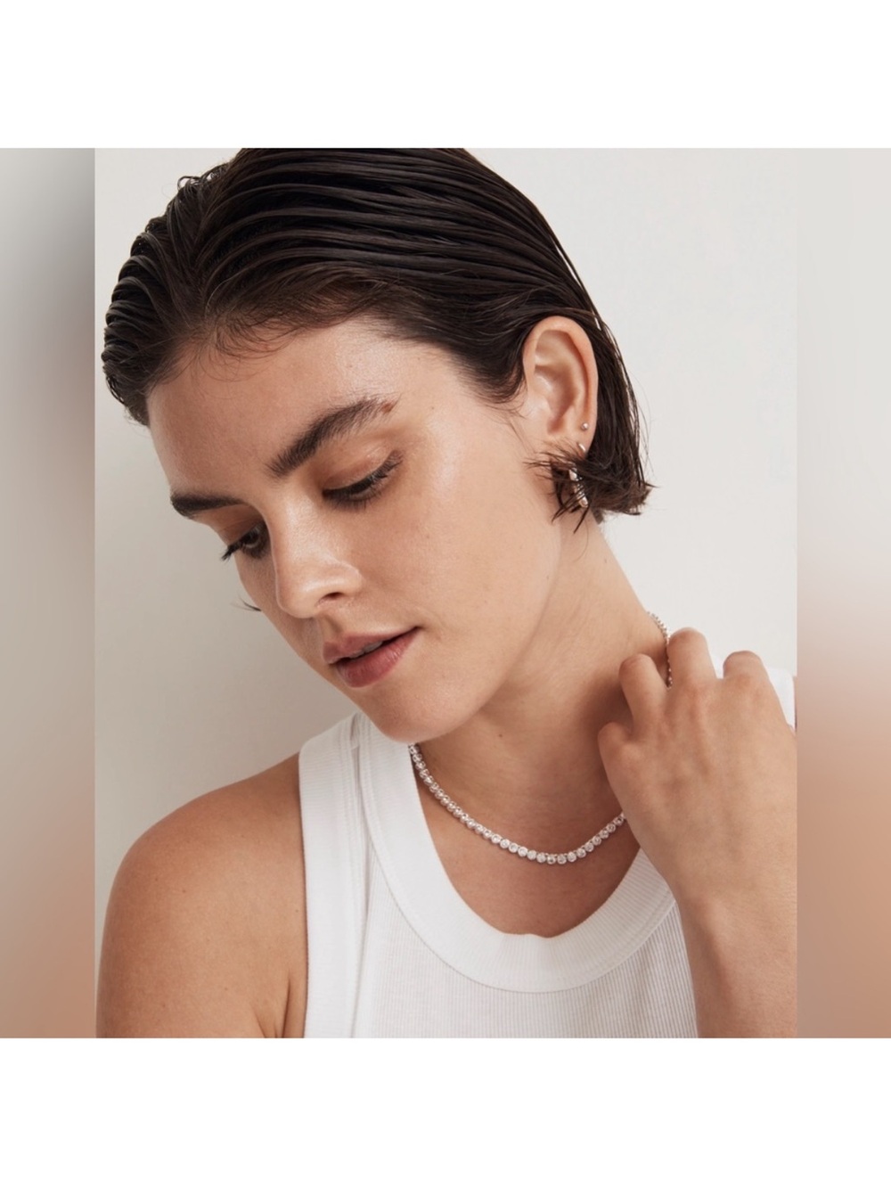NWT Madewell Tennis Bezel Necklace - Picture 2 of 2